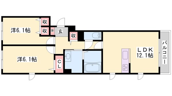 英賀保駅 徒歩7分 2階の物件間取画像